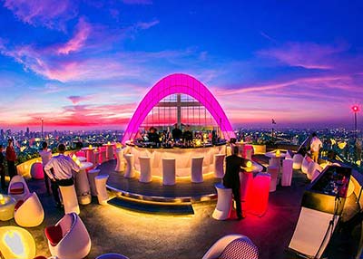 Red Sky Rooftop bar at Centara Grand Bangkok, Siam Square area